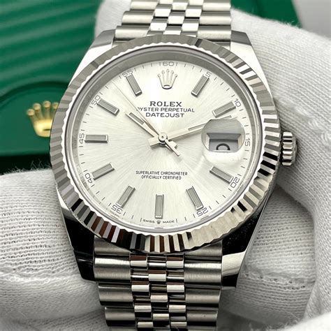 rolex datejust silber weiß|rolex datejust 41 silver.